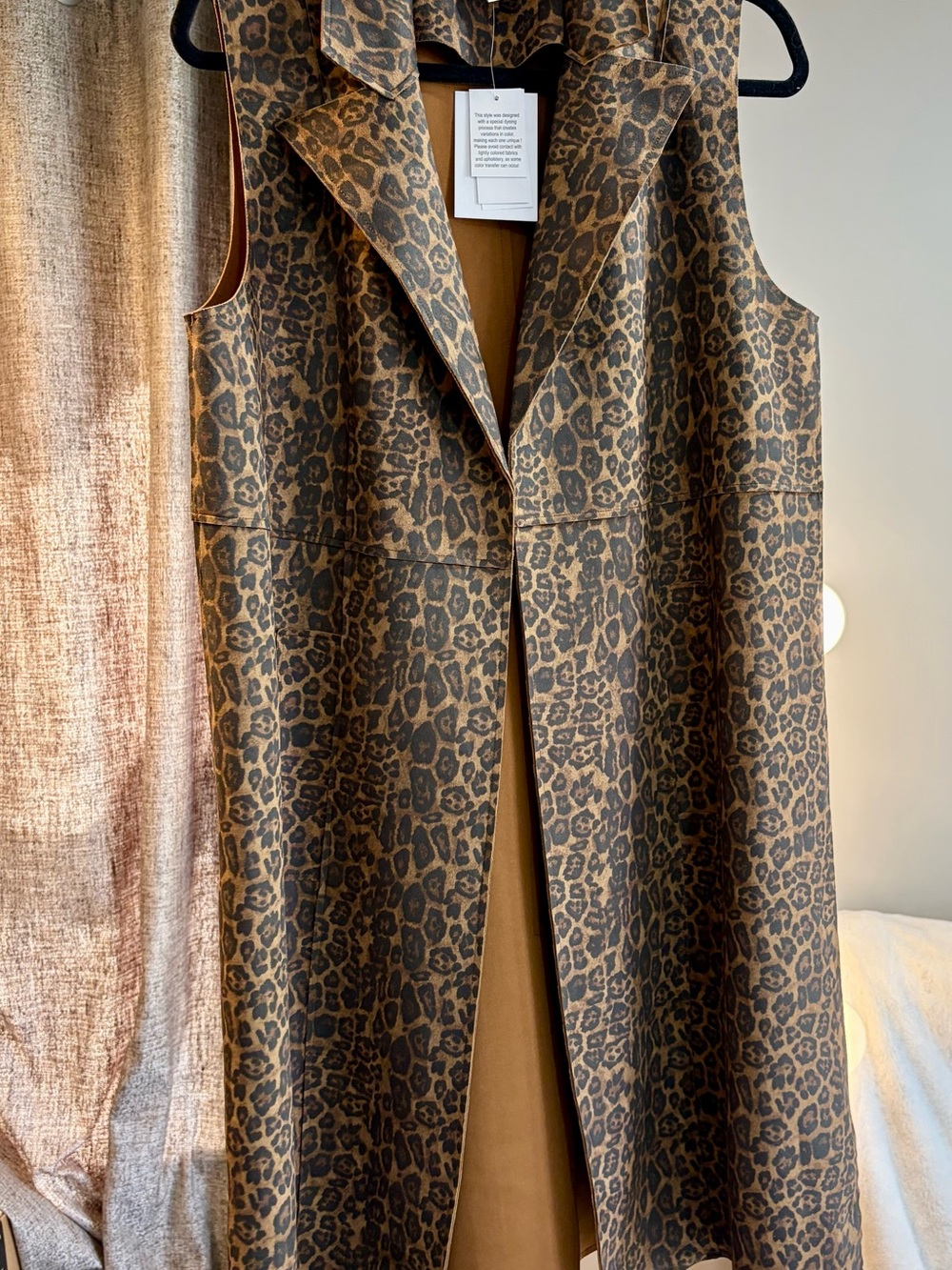 Magaschoni Brown Leopard-Print Sleeveless Long Vest